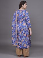 Tissu Plus Women's Blue Floral Printed Pure Cotton Kurta & Palazzo With Dupatta - Image 3