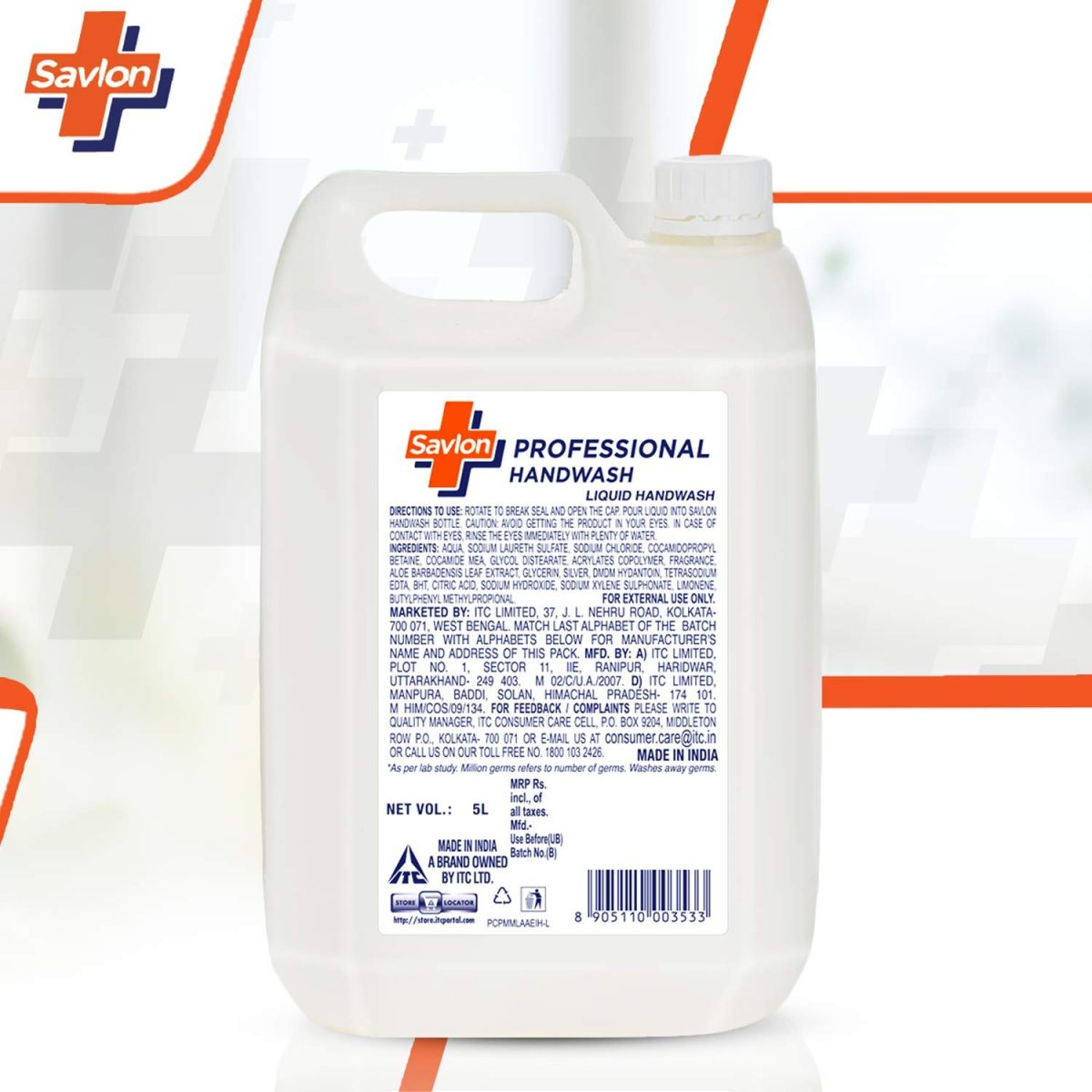 Savlon Professional Germ Protection Liquid Handwash, 4.8L Handwash Refill, 99.9% Germ Protection, Paraben Free, Dermatologically Tested, Suitable for all Skin Types - Image 5