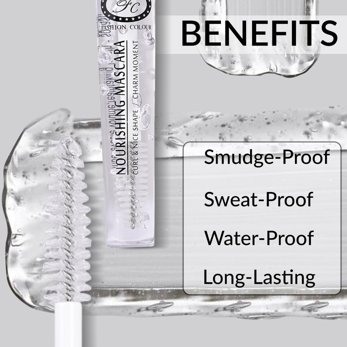 Fashion Colour Clear Lash & Brow Mascara – 8ml | Transparent Mascara Waterproof & Long Lasting | Clear Eye Brow Enhancer, Eye Brow Set Gel & Shaper, Lengthening Mascara for Women Enriched with Vitamin E (Transparent) - Image 3