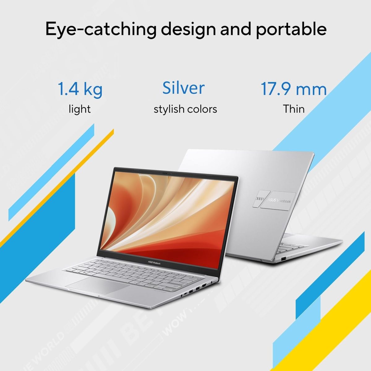 ASUS Vivobook 14, Core i3-1215U 12th Gen, Thin and Light Laptop, 14" (35.56 cm) FHD, 60Hz (8 GB RAM/512GB SSD/Windows11/Office 2021/Fingerprint/42WHr /Silver/1.40 kg), X1404ZA-NK322WS - Image 4