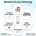 Samsung 183 L, 4 Star, Digital Inverter, Direct-Cool Single Door Refrigerator (RR20C1724CU/HL, Camellia Blue) - Image 2