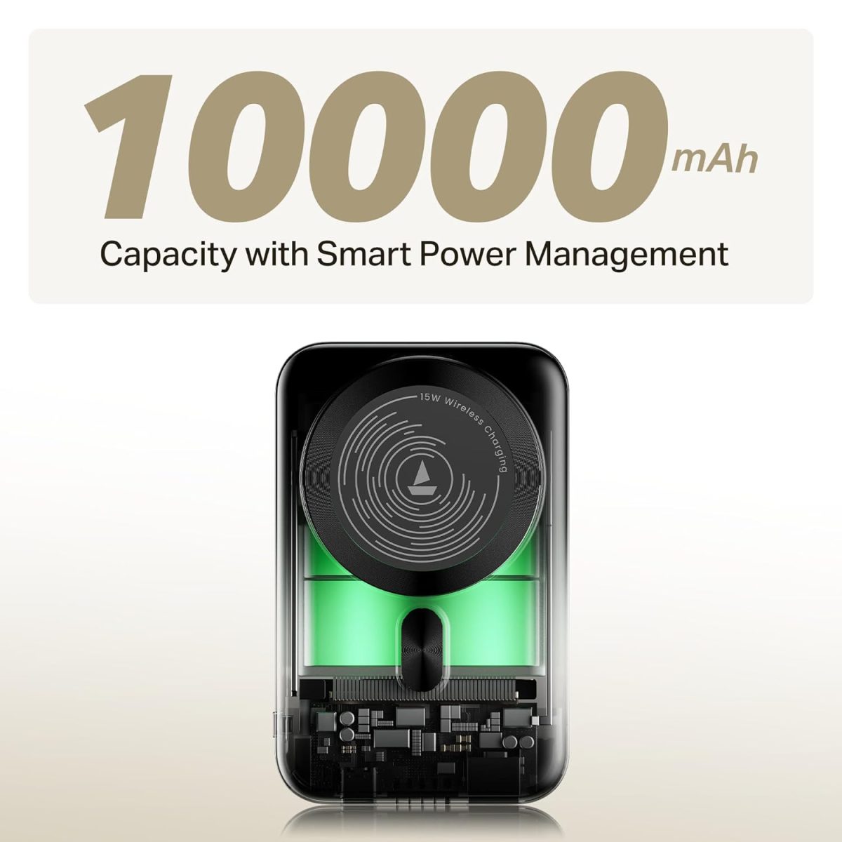 boAt New Launch EnergyShroom PB331 (Magsafe) 10000mAh Magnetic Wireless Powerbank, 15W Wireless & 22.5W Wired Charging for (iPhone 16,15,14,13 & 12, Android & Other Qi Enabled Devices) (Ash Grey) - Image 4
