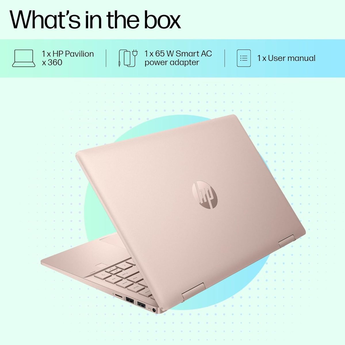 HP Pavilion x360, 13th Gen Intel Core i7-1355U (16GB DDR4, 512GB SSD), Touchscreen,IPS, 14''(35.6cm) FHD,Win 11, M365 Basic(1yr), Office Home 24, Rose gold,1.5kg,Iris Xe, Backlit, 5MP Camera, ek1152TU - Image 13