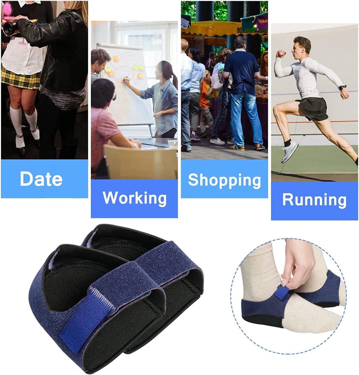 Gel Heel cups Silicon Heel Pad for Heel Ankle Pain, Heel Spur Shoe Support Pad for Men and Women Shock Cushion Pad for Heels Cushion Heel Blue (GEL PAD BLUE PAIR) - Image 6