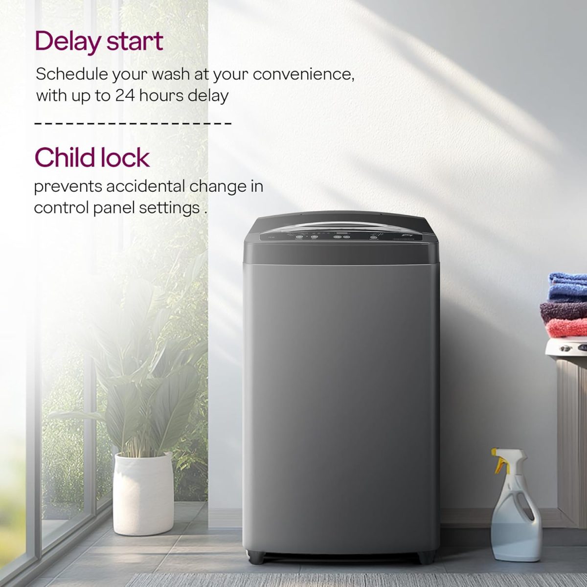 Godrej 7 Kg 5 Star Fabrisafe Steel Drum Fully-Automatic Top Load Washing Machine (WTEON ALP 70 5.0 FDUN GPGR, Graphite Grey, Zero Pressure Tech Fills Tub 60% Faster) - Image 6