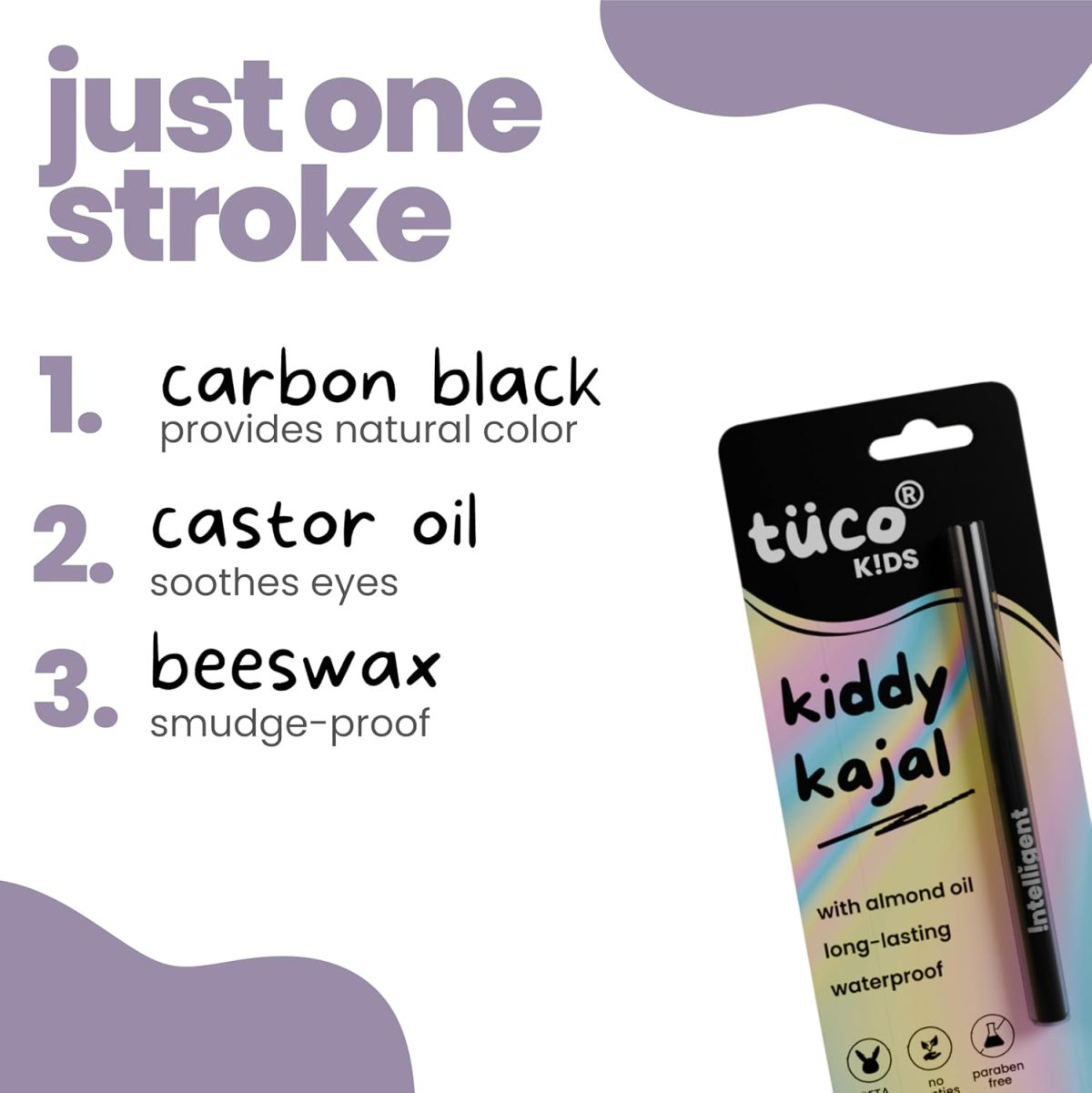 TuCo Kids Matte Kajal With Castor Oil & Almond | Safe Kajal For Babies | Water-Proof, Preservative-Free & 100% Lead-Free | No Added Harmful Chemicals, Black - Image 3