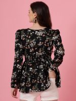 Sheetal Associates Women's Casual Puff Sleeves Floral Print Peplum Top - Image 6