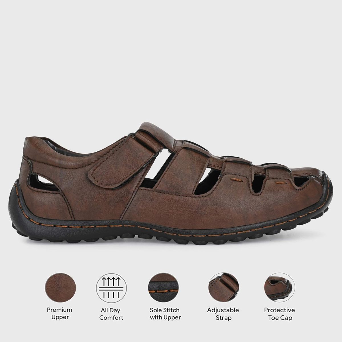 Centrino Men's Casual Fisherman Adjustable Sporty Summer Closed Comfortable Toe Sandals with Premium PU Padding (6114) - Image 2