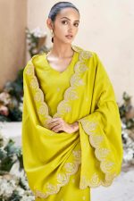 MOKOSH Women's Solid Chinon Embroidered V Neck Sleeveless Kurta and Pant with Dupatta Set - Image 6