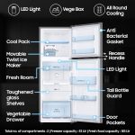 Samsung 236 L, 3 Star, Digital Inverter, Frost Free Double Door Refrigerator (RT28C3053S8/HL, Silver, Elegant Inox) - Image 3