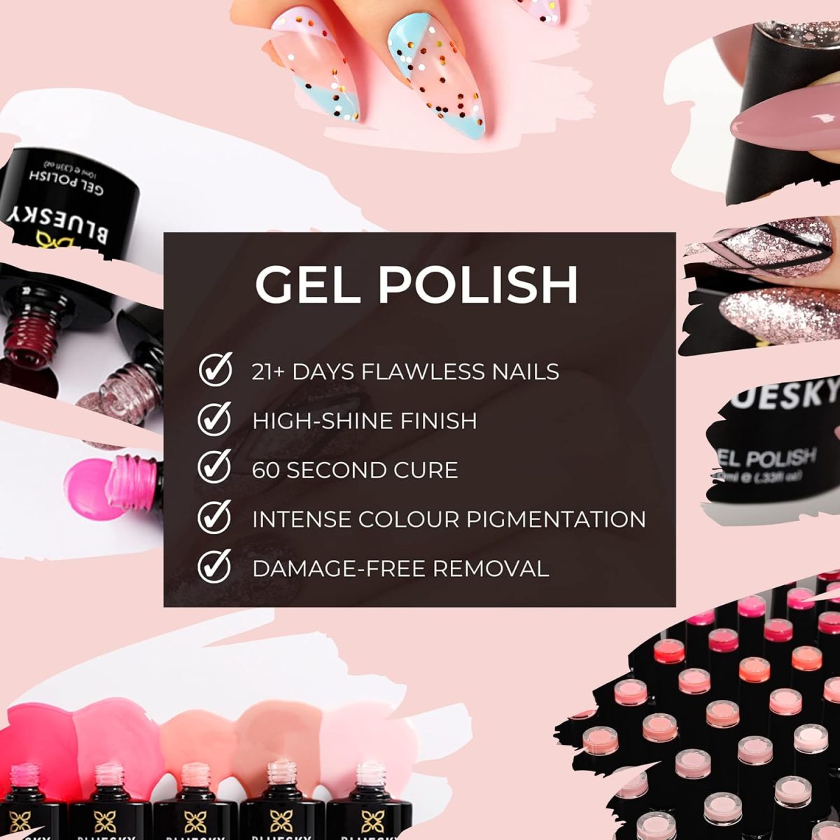 BLUESKY Gel Shiny Finish Nail Polish Set, Top Coat And Base Coat With Cuticle Oil. 3 X 5Ml. Top And Base (Requires Curing Under Uv/Led Lamp) - Image 7