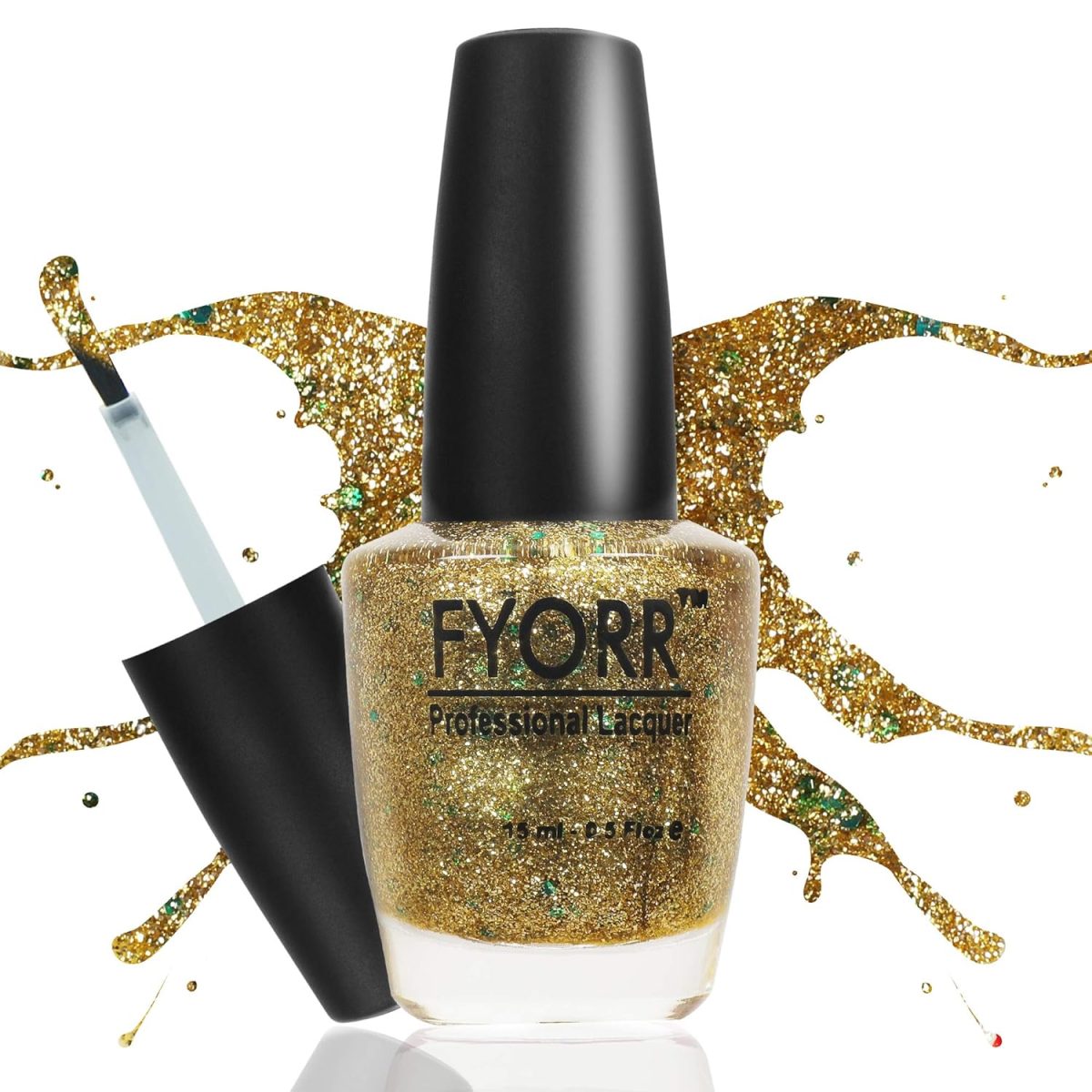 FYORR® 15ML Diamond Shine Golden Long Lasting Glitter Nail Polish | Quick Dry Long Lasting Smooth Finish - Image 9