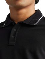 Raptor Brothers Jacquard Collar t Shirts for Man Half Sleeves Polo Collar T Shirt Plain Regular Fit Solid Black T Shirt White Tipped Polo Collar Tshirt for Men (S,M,L,XL,XXL) - Image 2