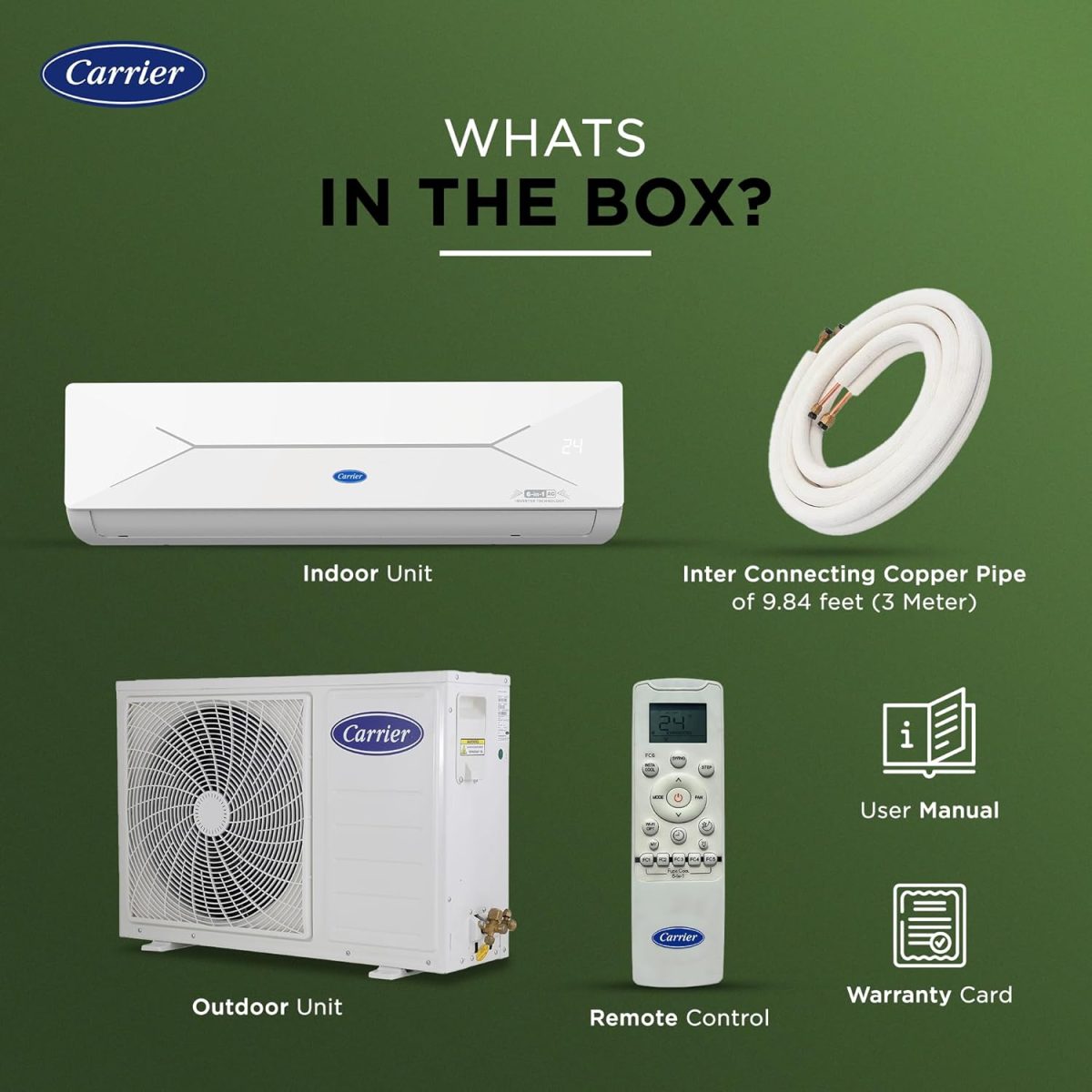 Carrier 1.5 Ton 3 Star Wi-Fi Smart Flexicool Inverter Split AC (Copper, Convertible 6-in-1 Cooling,Smart Energy Display, HD & PM 2.5 Filter, ESTER EDGE FXi (Wi-Fi), CAI18EE3R35W0,White) - Image 10