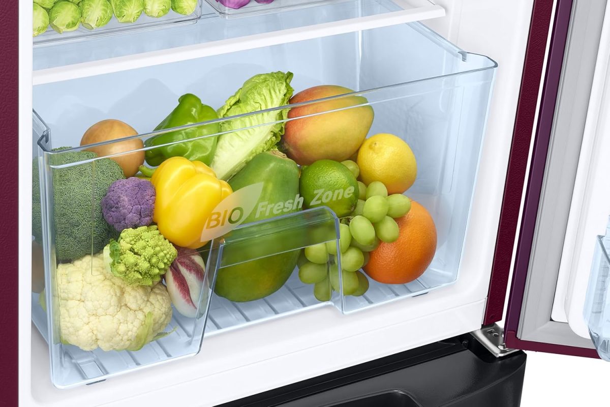 Samsung 183 L, 5 Star, Digital Inverter, Direct-Cool Single Door Refrigerator (RR20D2825CR/NL, Red, Camellia Purple, Base Stand Drawer) - Image 8