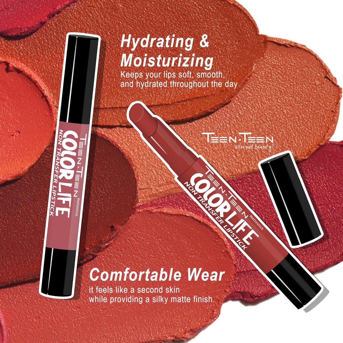 TEEN.TEEN Color Life Nontransfer Crayon Lipstick | Matte Finish with Built-in Primer | Waterproof & Long Lasting Lip Color | Smudge-Proof, Fade-Resistant Formula | Brown Sugar, 2gm - Image 4