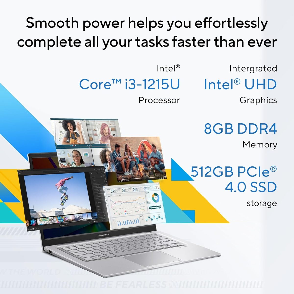 ASUS Vivobook 14, Core i3-1215U 12th Gen, Thin and Light Laptop, 14" (35.56 cm) FHD, 60Hz (8 GB RAM/512GB SSD/Windows11/Office 2021/Fingerprint/42WHr /Silver/1.40 kg), X1404ZA-NK322WS - Image 2
