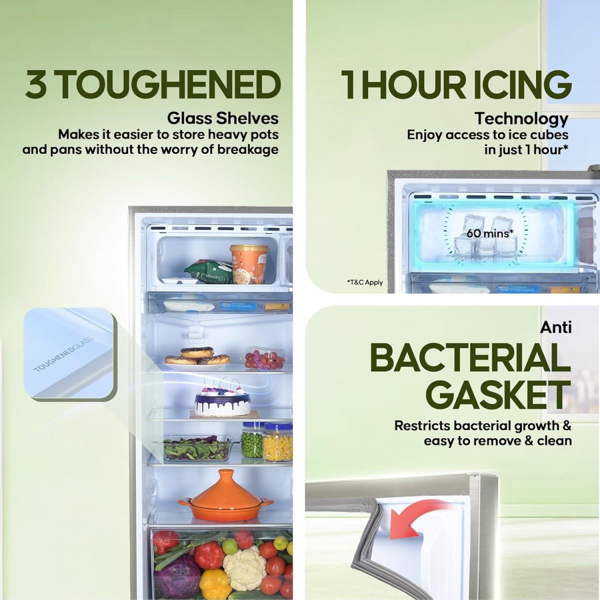 Haier 190 L 5 Star Direct Cool Single Door Refrigerator with 1 Hour Icing Technology (HED-205DS-P, Dazzle Steel) - Image 2