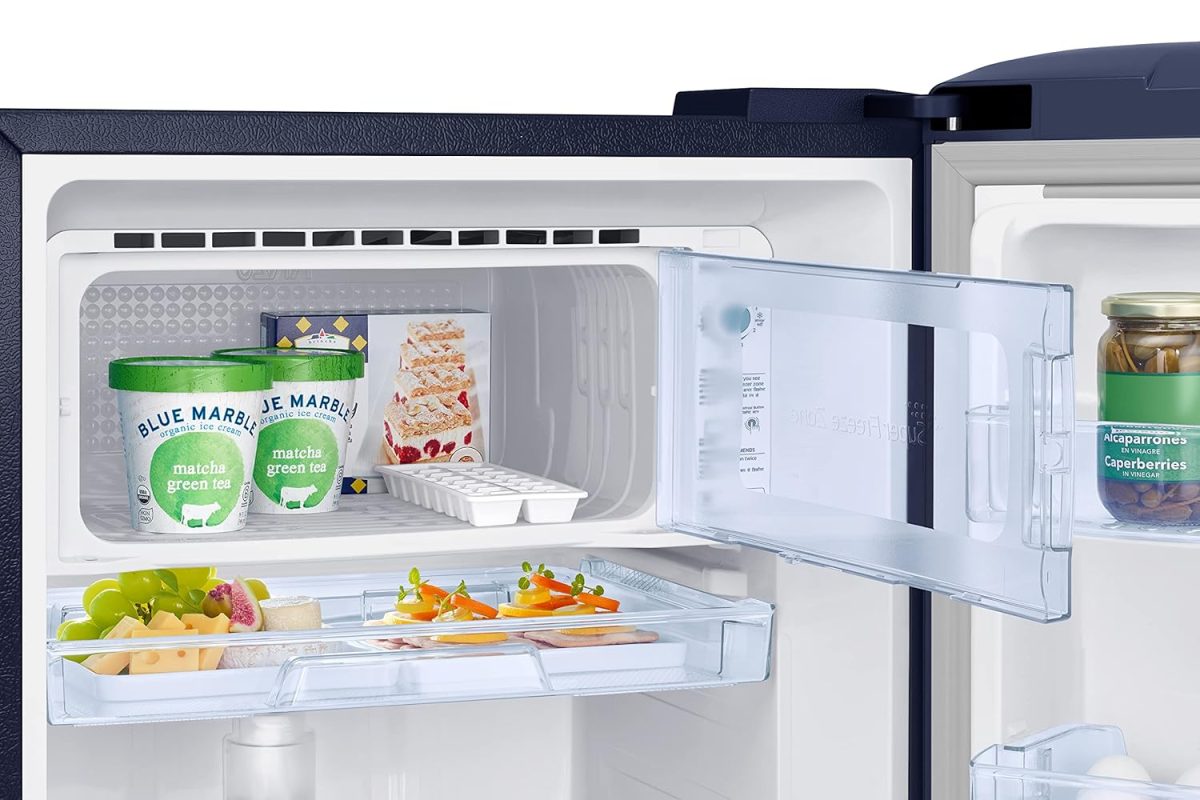 Samsung 189L 5 Star, Inverter, Direct-Cool Single Door Refrigerator (RR21C2H25UZ/HL,Midnight Blossom Blue) Base Stand Drawer - Image 7