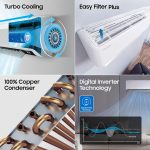 Samsung 1.5 Ton 5 Star (5-in-1 Convertible Cooling, AR18CYNZABE, Stabilizer Free Operation, Copper, Inverter Split AC, White - Image 7