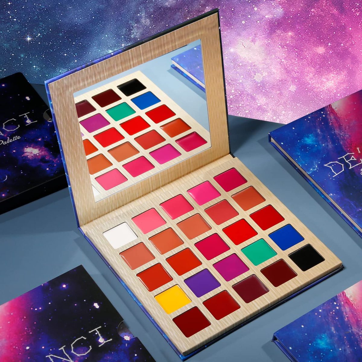 COSLUXE Lip Makeup Palette, Long Lasting Wear Lip Care Moisturizing #DE'LANCI Lipstick Set,Pigmented Festival Halloween Body Face Paint 25 Colors,Professional Blendable Lip Makeup for Girl/Women/Kids-All Skin - Image 4