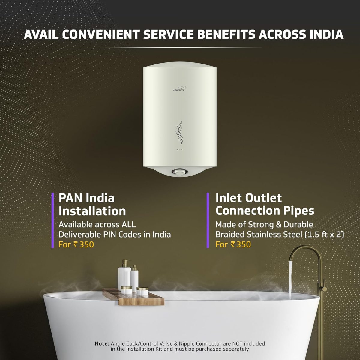 V-Guard Divino Geyser 15 Litre Wall Mount Water Heater For Home|5 Star Rating|Vitreous Enamel Tank Coating|Advanced Multi-Layered Safety|Suitable For Hard Water&High-Rise Buildings|White - Image 6