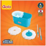 Gala e-Quick Spin Mop, Easy Wheels & Big Bucket with 2 Microfiber Refills, Floor Cleaning Mop with Bucket, pocha for floor cleaning, Mopping Set (white and blue) - Image 5