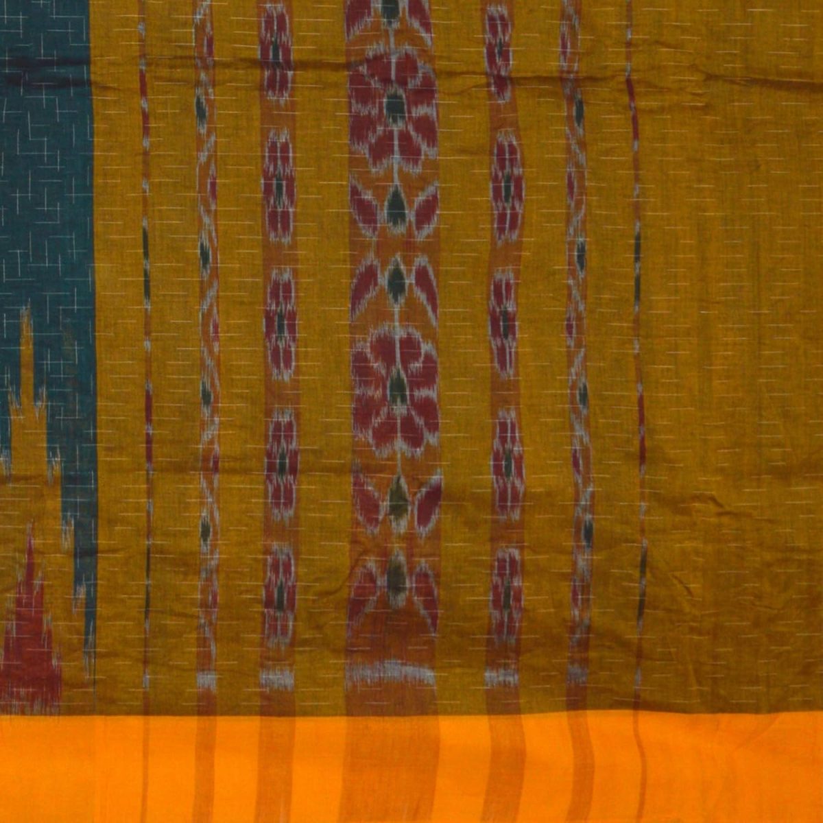 ODISHA HANDLOOM Women's Ikat Silk Saree (o 35_Green) - Image 3