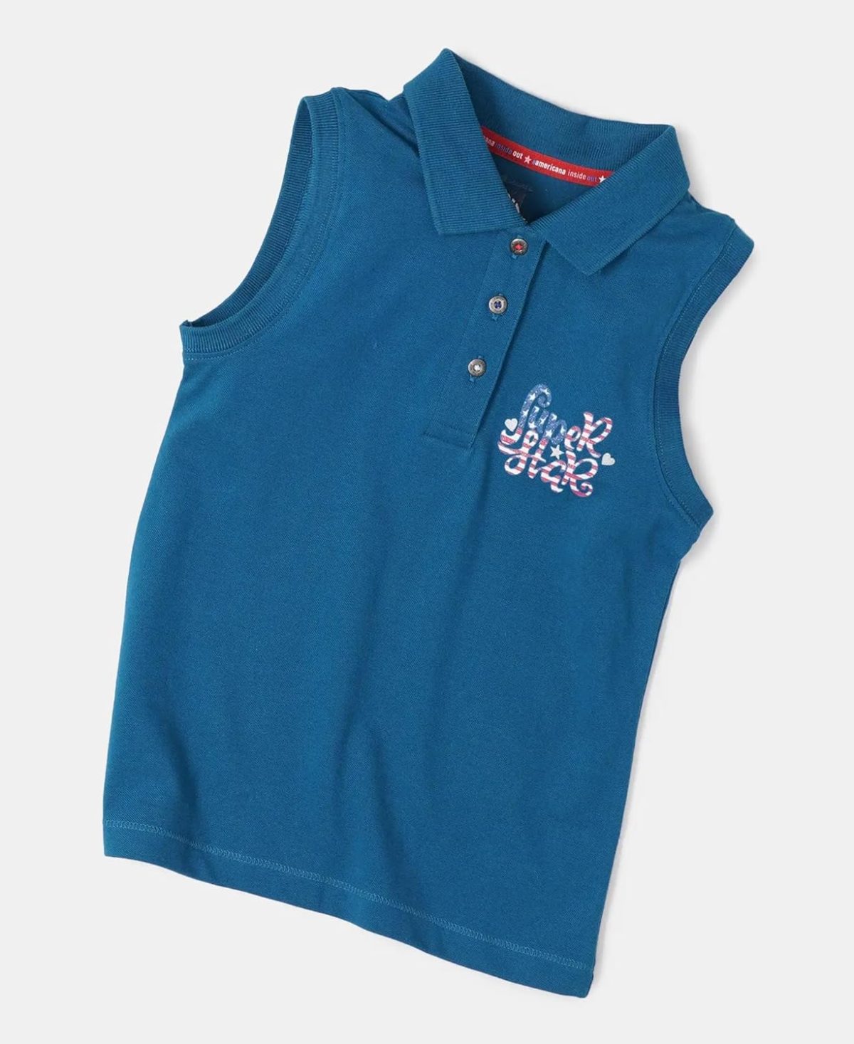 Jockey UG10 Girl's Super Combed Cotton Elastane Stretch Polo Neck Graphic Printed Tank Top - Image 4