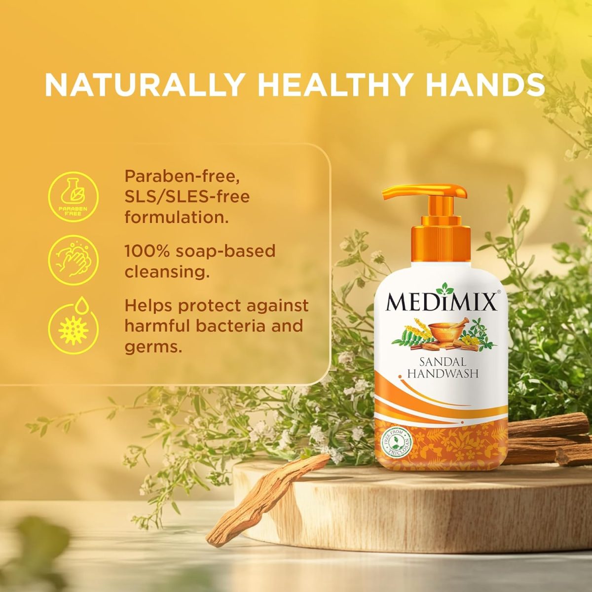 Medimix Sandal Liquid Handwash 500g Bottle (1 + 1 Combo Pack) | Ideal for Germ Protection, Soft & Moisturized Hands | Harsh Chemical-Free | Enriched with 18 Exotic Herbs - Image 3