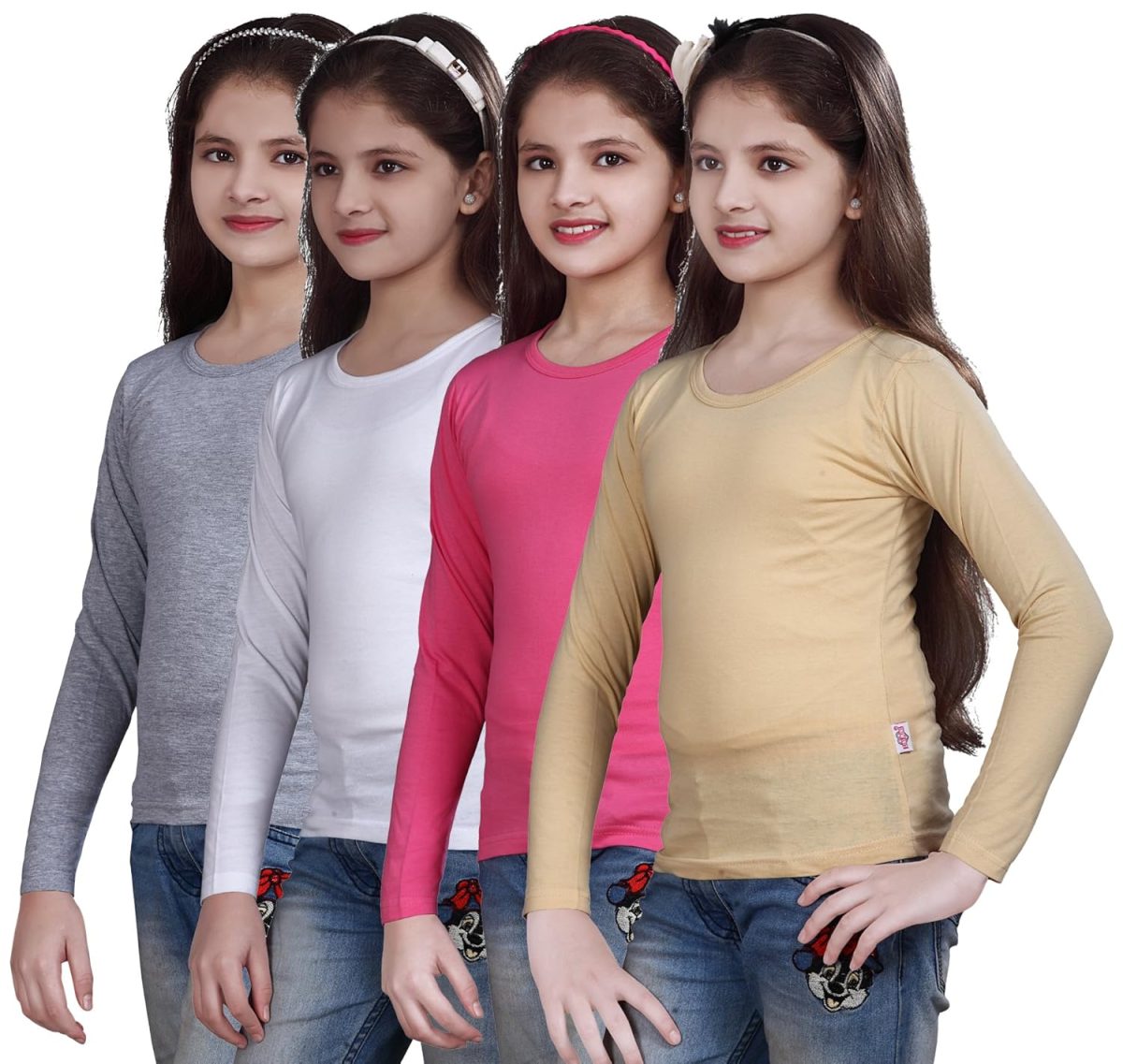 SINI MINI Sinimini Girls Plain Full Sleeve Girls top (Pack of 4) - Image 2