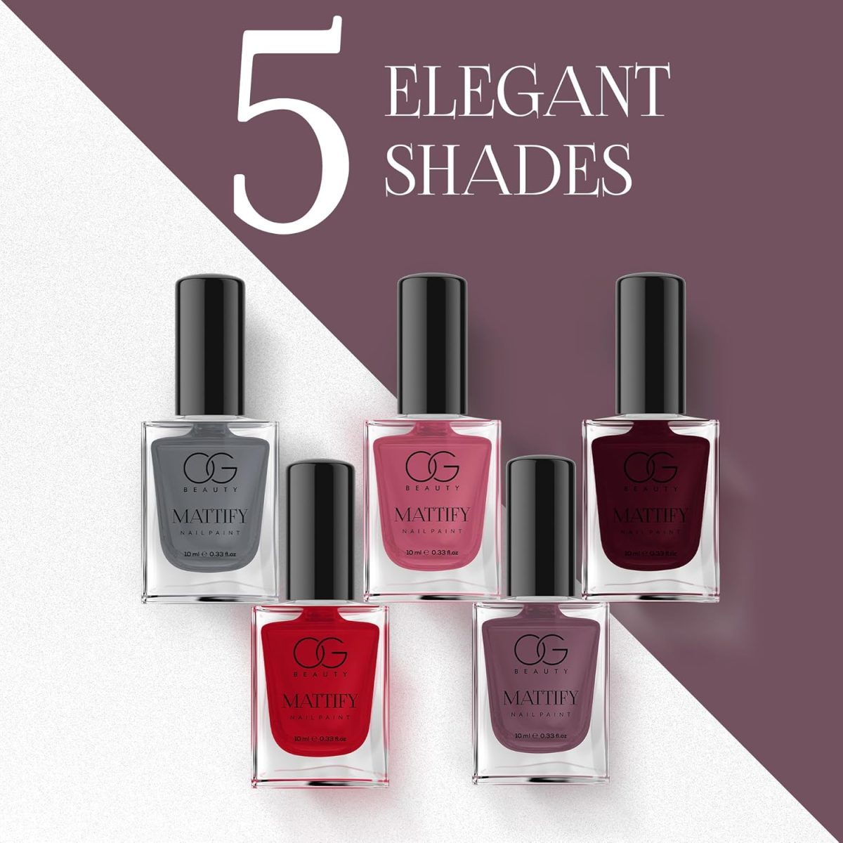 OG BEAUTY Mattify Nail Paint - Magenta Fantasy (10 ml) | Rich Matte Colour, Quick-Dry Formula - Image 5