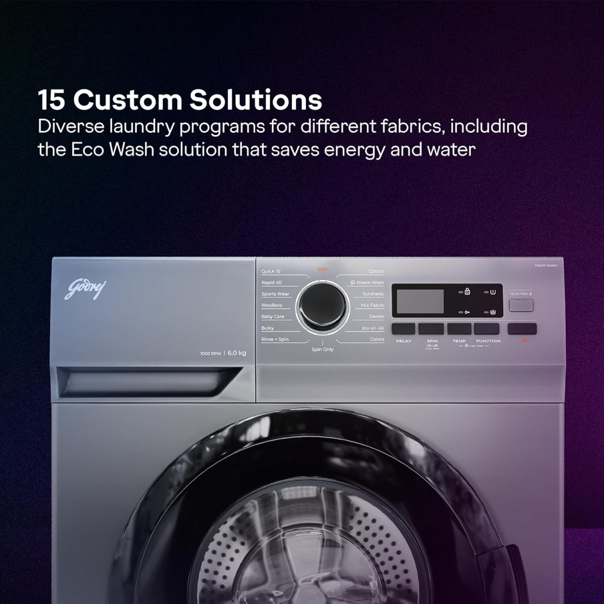 Godrej 6 Kg Eco-Wash With Steam Wash Fully-Automatic Front Load Washing Machine (WFEON ARG 6010 5.0, Silver Stream) - Image 5