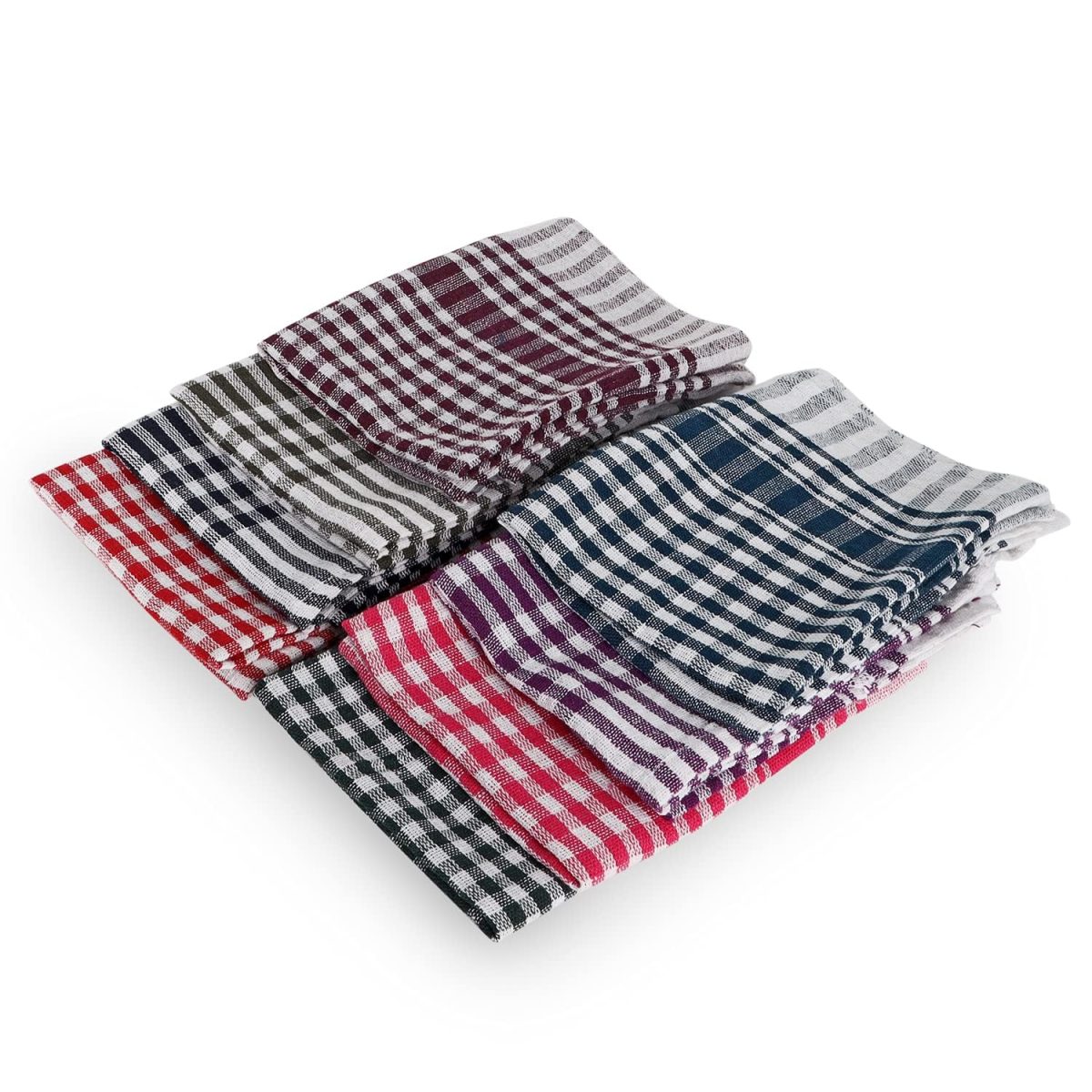 G 1 Kitchen Duster Wet Dry Cotton Cleaning Cloth/Mop Dish Towels, Cotton Checkered Pattern, Set of 4, Multi-Colour, 16 x 24 Inch - Image 4