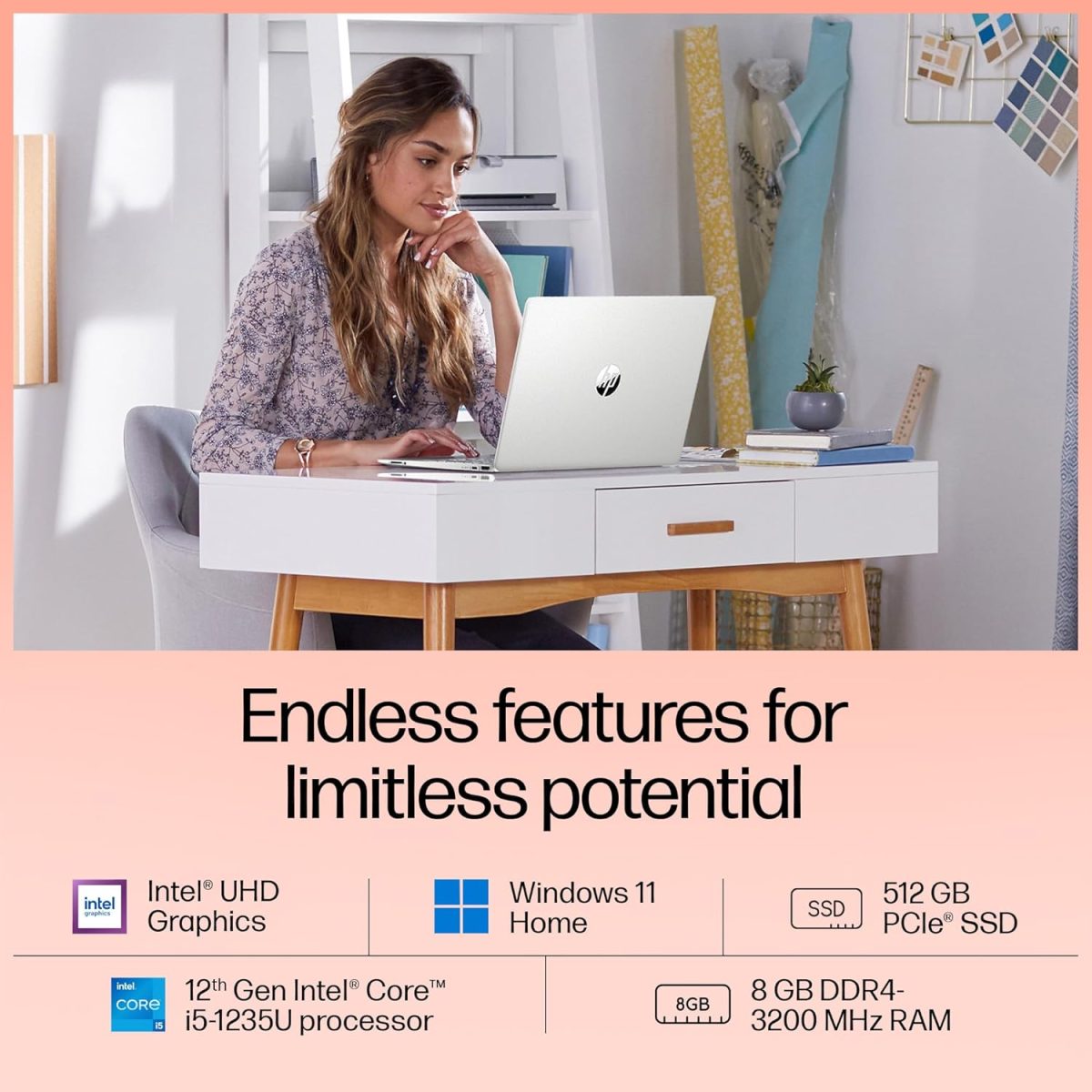 HP 15s Core i5 12th Gen (8GB RAM/512GB SSD/FHD/15.6" (39.6 cm)/Windows 11/MS Office/Backlit Keyboard/Silver/1.69 kg) fq5329TU Laptop - Image 4