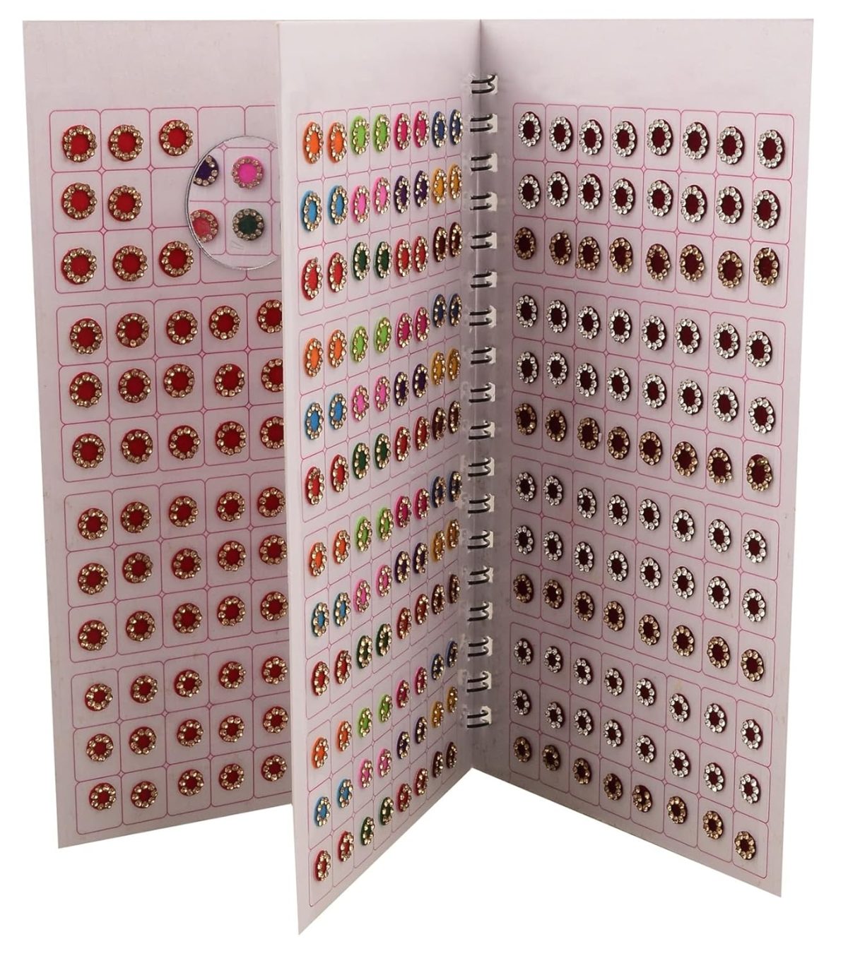 VAMA Forehead Sticker kumkum Gold & White Stone Multicolour Bindi Booklet for Women & Girls (Stone Bindi Book - 376 bindis) - Image 4