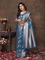 Yashika Women's Banarasi Kanjivaram Cotton Silk Saree With Unstitched Blouse Material - Image 7
