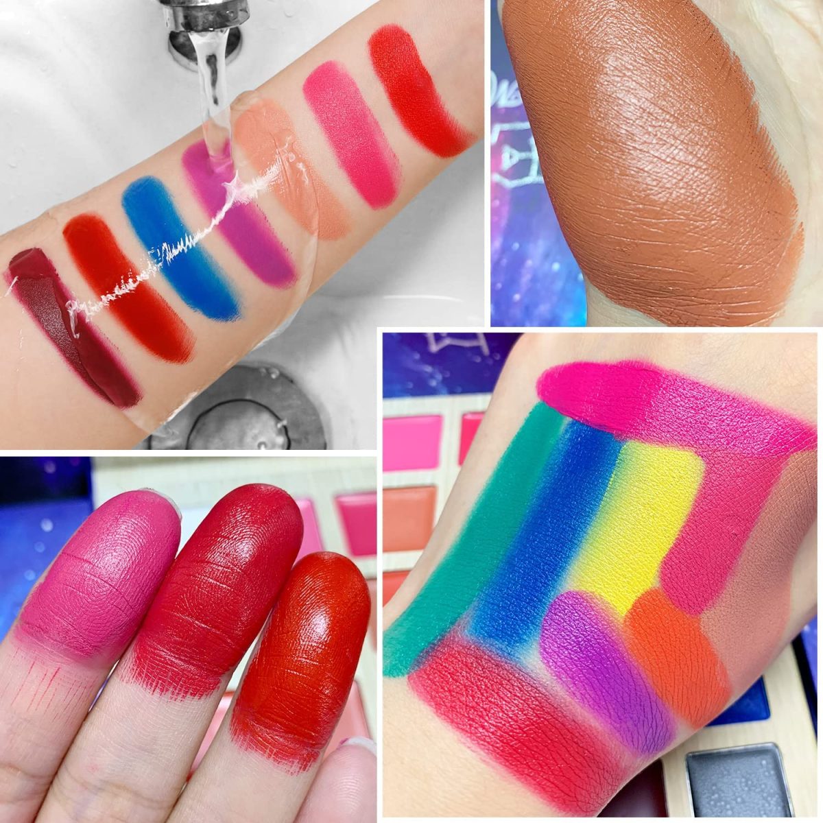 COSLUXE Lip Makeup Palette, Long Lasting Wear Lip Care Moisturizing #DE'LANCI Lipstick Set,Pigmented Festival Halloween Body Face Paint 25 Colors,Professional Blendable Lip Makeup for Girl/Women/Kids-All Skin - Image 8