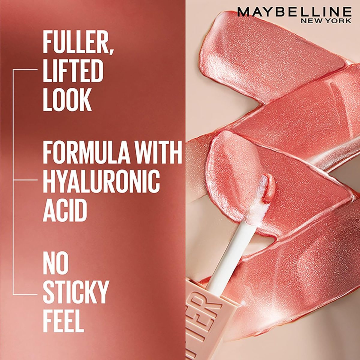 Maybelline New York Smooth And Non-sticky Lifter Gloss - Petal | Tinted Lip Gloss With Hyaluronic Acid for Hydrated & Plump Lips | Non-Sticky application | Long-lasting Fuller & Lifted Look | 5.4ml - Image 2