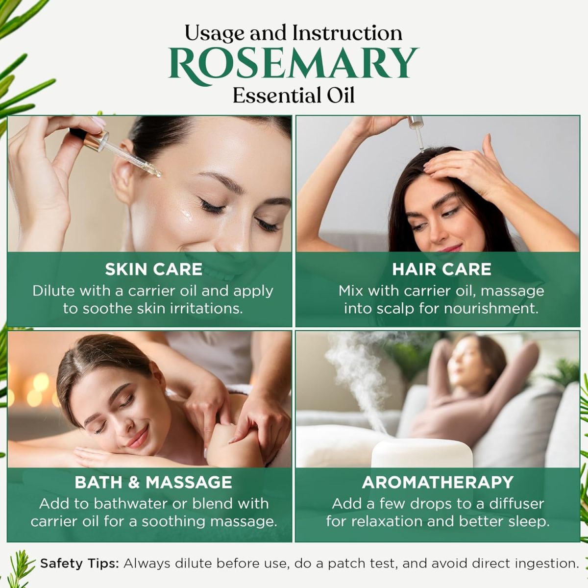 Rey Naturals Pure Rosemary Essential Oil For Hair Growth, Hairfall Control, Dandruff & Skin | Non Greasy Rosemary Oil for Skin, Body and Shiny Soft Hair | Hair Oil For Women & Men - 15ml - Image 7