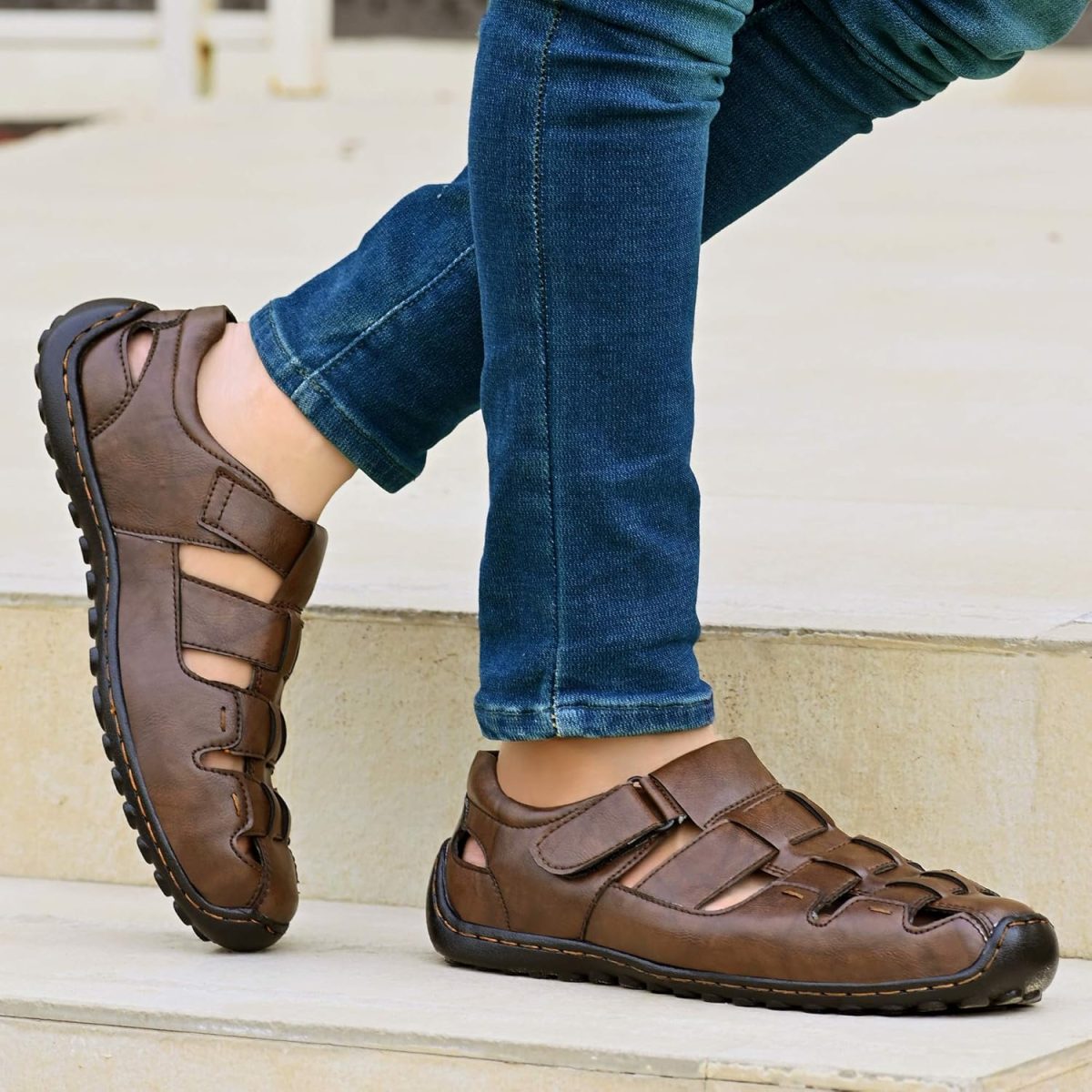 Centrino Men's Casual Fisherman Adjustable Sporty Summer Closed Comfortable Toe Sandals with Premium PU Padding (6114) - Image 3