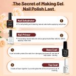 THR3E STROKES Nail Dehydrator and Primer with Gel Base & Top Coat Set, Acid Free Acrylic Nail Supplies Primer Glossy Gel Nail Polish Top Coat Starter Kit (MACHINES SE SIKHENGI)(UV LAMP REQUIRED) 15ML X 4 - Image 3
