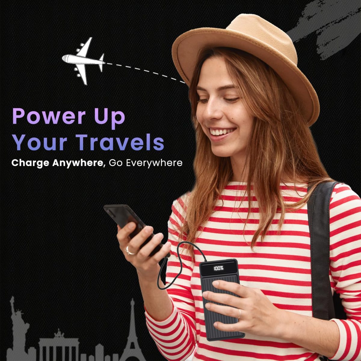 Portronics Luxcell B 20K Advanced 20000 mAh Power Bank with 22.5W Max Output, LED Battery Display, 22.5w Mach USB-A Output, 20w Type C PD Output, Type C Input, Wake Up Button(Black) - Image 7