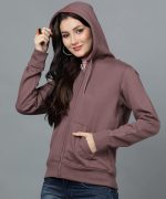Alan Jones Clothing Women's Solid Zipper Hooded Sweatshirt | Front Zip, Ribbed Hem, Lined Hood, Casual Winter Wear - Image 5