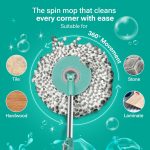 Spotzero by Milton Elite Spin Mop with Big Wheels, Puller Handle, Bucket Floor Cleaning and Mopping System 360° Flexible,2 Microfiber Refills, Big Size, Aqua Green - Image 4