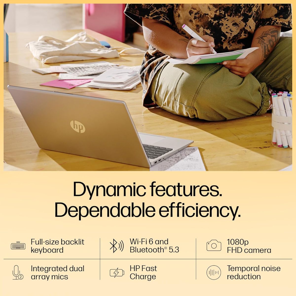 HP Laptop 15, Enhanced by AI, AMD Ryzen 5 7535HS, 15.6-inch (39.6cm), FHD, 8GB DDR5, 512GB SSD, AMD Radeon Graphics, 1080p FHD Camera w/Privacy Shutter, Backlit KB (Win 11, Silver, 1.59kg), fc1004AU - Image 4
