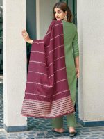 Sanisa Women's Cotton Blend Sequence Embroidery Work Straight Kurta with Pant and Dupatta Set| Ethnic Set | Suit Set | Kurta Set - Image 2