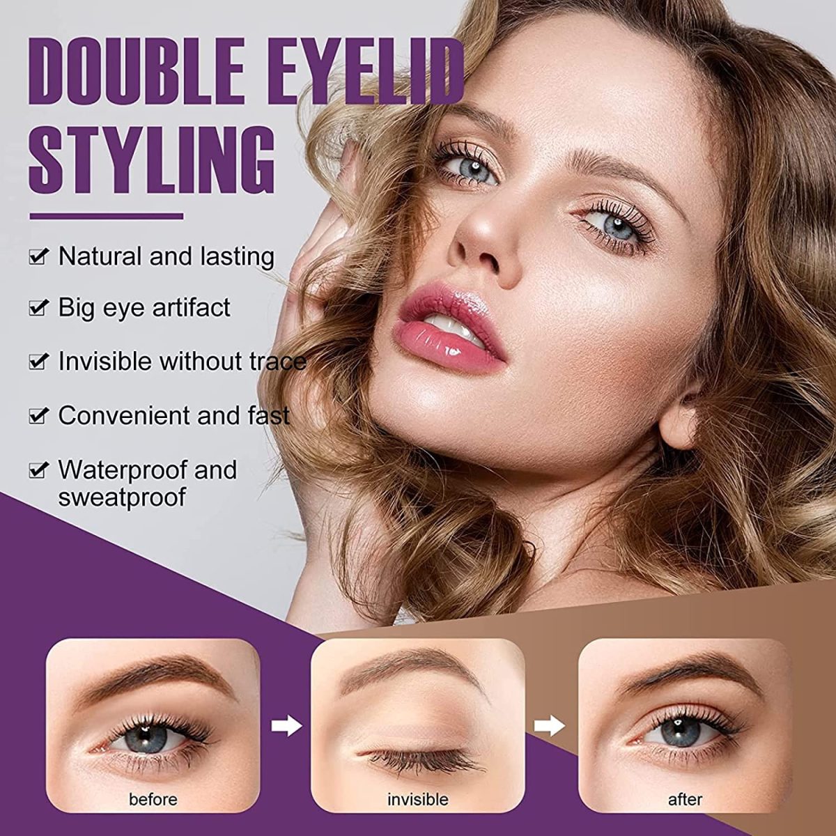 OPTIYORK 600 pair eyelid tape for double eyelid invisible waterproof, eyelid tape for hooded eyes Makeup Eyelid tape tools Sticker Strips with fork - Image 6