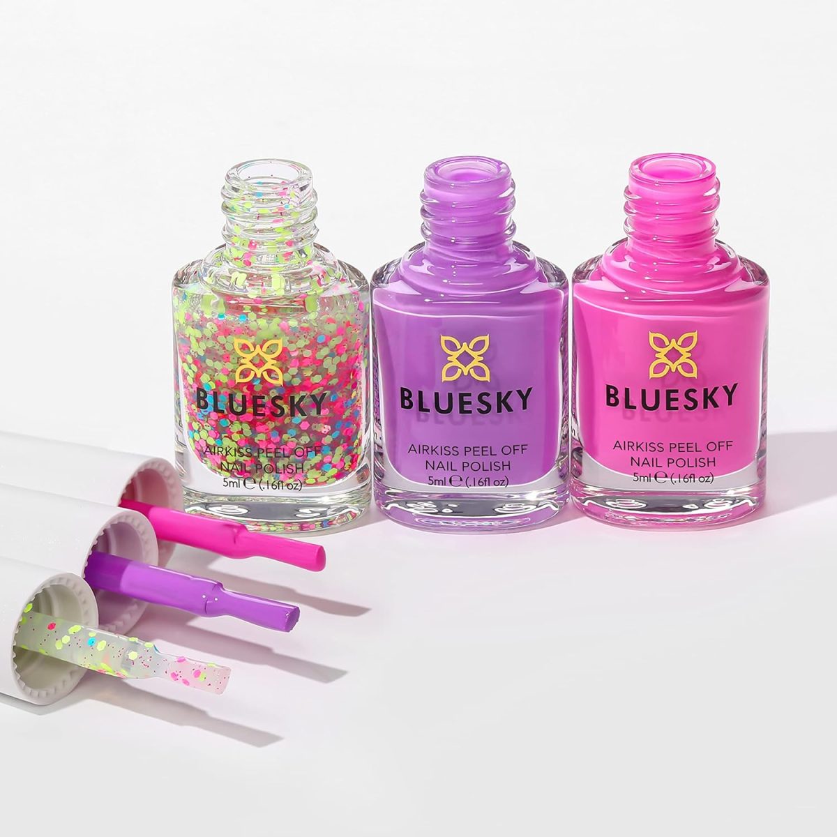 BLUESKY Kids Glossy Finish Nail Varnish Set Party Time Collection |Easy Peel-Off, Nail Polish For Kids,Gift Set,3 X 5Ml With Stickers - Image 4