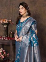 Yashika Women's Banarasi Kanjivaram Cotton Silk Saree With Unstitched Blouse Material - Image 5
